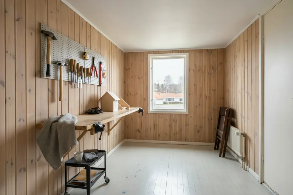 ombyggnad av garage till isolerat hobbyrum i edsberg